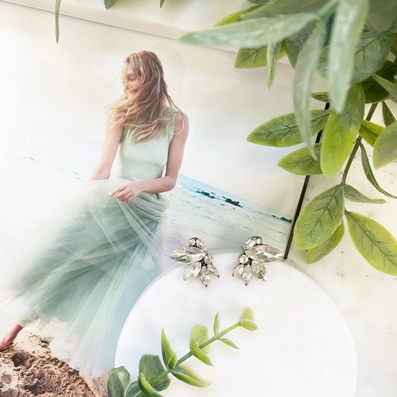 "Lennox" Earrings || Clear Crystal Statement - Picture 2 of 10